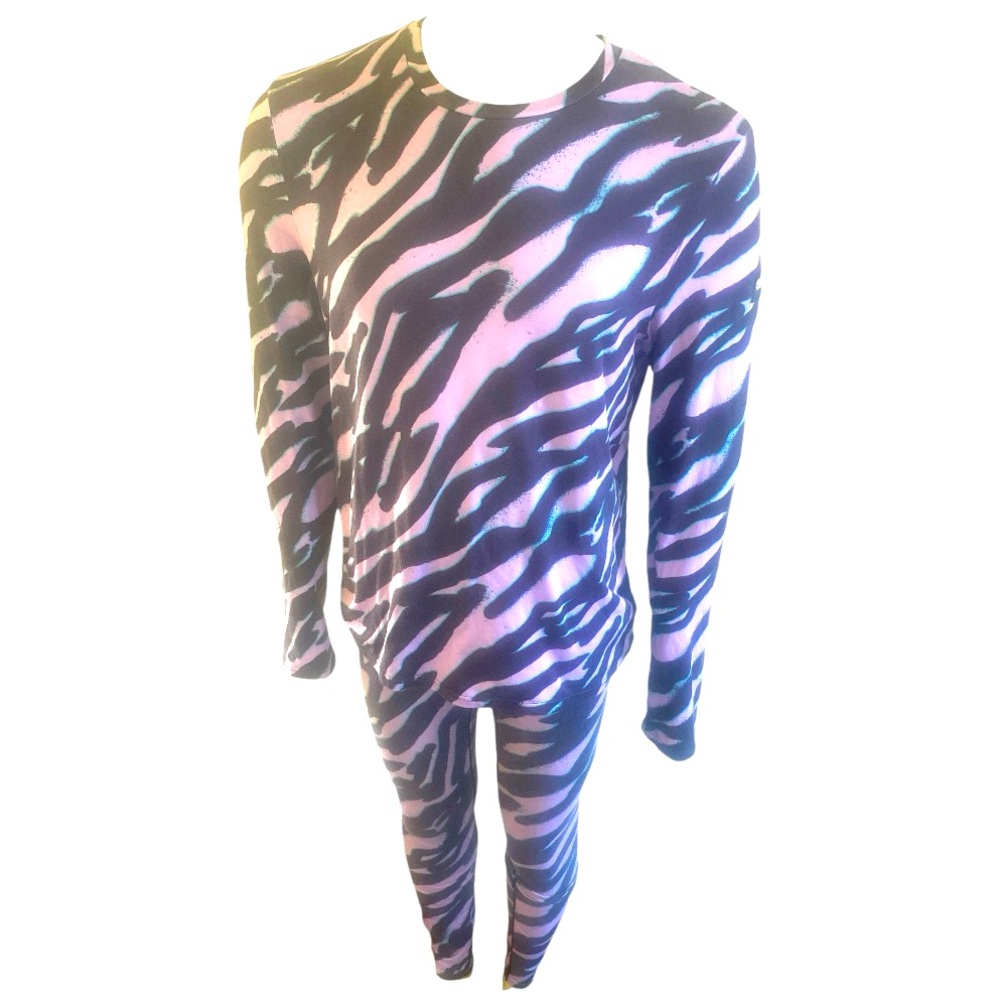 Black and Purple Tiger Striped Base Layer Ski Set